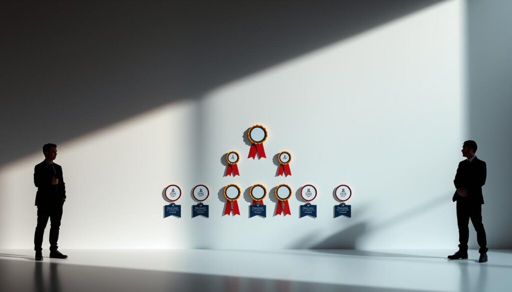 A crisp, minimalist composition showcasing the comparison of CommBank Awards and other Australian rewards programs. In the foreground, three silhouetted figures represent the different programs, each with a unique visual motif. The middle ground features neatly arranged award icons, ribbons, and points systems, allowing for a clear side-by-side evaluation. The background is a sleek, modern gradient that lends a sense of elegance and professionalism. Dramatic side lighting casts dramatic shadows, adding depth and emphasizing the key details. The overall mood is one of clarity, precision, and balanced analysis, inviting the viewer to closely examine the merits of each rewards program. A crisp, minimalist composition showcasing the comparison of CommBank Awards and other Australian rewards programs. In the foreground, three silhouetted figures represent the different programs, each with a unique visual motif. The middle ground features neatly arranged award icons, ribbons, and points systems, allowing for a clear side-by-side evaluation. The background is a sleek, modern gradient that lends a sense of elegance and professionalism. Dramatic side lighting casts dramatic shadows, adding depth and emphasizing the key details. The overall mood is one of clarity, precision, and balanced analysis, inviting the viewer to closely examine the merits of each rewards program.
