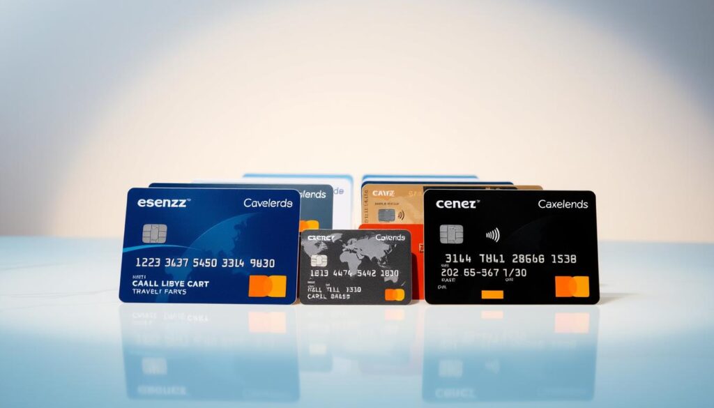 A detailed comparison of travel rewards credit cards displayed on a sleek, modern table. The cards are arranged in an orderly fashion, showcasing their key features and benefits. The background is minimalist, with a subtle gradient or pattern to create visual interest. Lighting is soft and directional, casting gentle shadows and highlights on the cards. The overall mood is professional, informative, and visually appealing, allowing the viewer to easily discern the differences between the various travel rewards programs. The image should convey a sense of financial expertise and consumer empowerment in choosing the right card for one's travel needs. A detailed comparison of travel rewards credit cards displayed on a sleek, modern table. The cards are arranged in an orderly fashion, showcasing their key features and benefits. The background is minimalist, with a subtle gradient or pattern to create visual interest. Lighting is soft and directional, casting gentle shadows and highlights on the cards. The overall mood is professional, informative, and visually appealing, allowing the viewer to easily discern the differences between the various travel rewards programs. The image should convey a sense of financial expertise and consumer empowerment in choosing the right card for one's travel needs.
