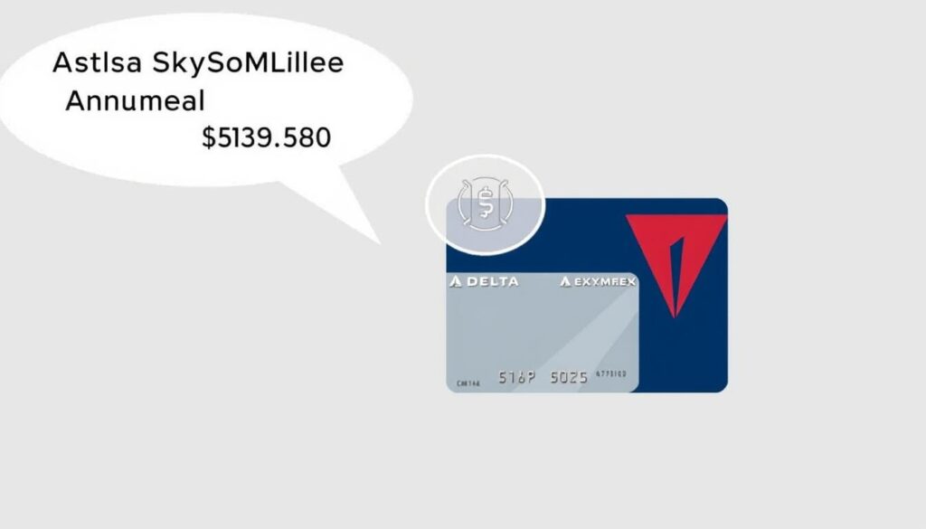 A detailed illustration of the Delta SkyMiles Amex card annual fee, presented in a clean and professional manner. The foreground showcases the credit card itself, with a prominent display of the annual fee amount against a muted background. The middle ground features a subtly integrated graphic element, such as a financial chart or an icon, alluding to the card's benefits and rates. The background maintains a neutral, minimalist aesthetic, allowing the focal points to stand out. The overall composition conveys a sense of informative clarity, suitable for inclusion in a financial review article. A detailed illustration of the Delta SkyMiles Amex card annual fee, presented in a clean and professional manner. The foreground showcases the credit card itself, with a prominent display of the annual fee amount against a muted background. The middle ground features a subtly integrated graphic element, such as a financial chart or an icon, alluding to the card's benefits and rates. The background maintains a neutral, minimalist aesthetic, allowing the focal points to stand out. The overall composition conveys a sense of informative clarity, suitable for inclusion in a financial review article.