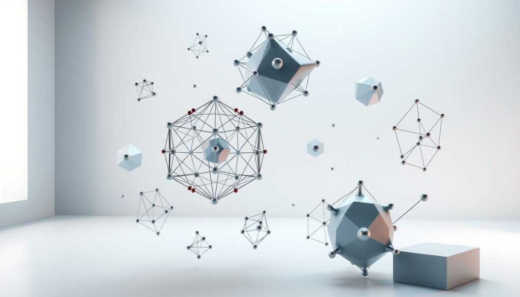 A detailed, technical illustration of various machine learning algorithm archetypes, including decision trees, neural networks, support vector machines, and ensemble methods. The algorithms are depicted as stylized, three-dimensional geometric forms floating in a clean, minimalist environment with soft lighting and muted colors. The overall aesthetic is modern, sophisticated, and visually engaging, conveying the elegance and complexity of machine learning algorithms. The composition emphasizes the relationships and interactions between the different algorithm types, hinting at the broader ecosystem of machine learning techniques.