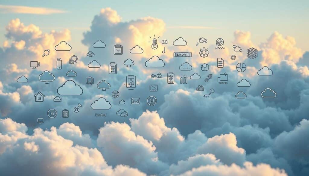 A dynamic and visually engaging scene depicting different cloud platform types. A diverse array of cloud computing symbols, icons, and metaphors floating in a vibrant, ethereal landscape. Layered with a clean, minimal aesthetic, sharp lines, and a crisp color palette. Soft, diffused lighting creates a sense of depth and atmosphere, highlighting the various platform representations. In the foreground, distinct cloud service models such as IaaS, PaaS, and SaaS are prominently featured. The middle ground showcases cloud deployment models like public, private, and hybrid, while the background features cloud computing concepts like scalability, elasticity, and virtualization. An overall modern, tech-savvy, and visually striking composition that effectively communicates the different types of cloud platforms. A dynamic and visually engaging scene depicting different cloud platform types. A diverse array of cloud computing symbols, icons, and metaphors floating in a vibrant, ethereal landscape. Layered with a clean, minimal aesthetic, sharp lines, and a crisp color palette. Soft, diffused lighting creates a sense of depth and atmosphere, highlighting the various platform representations. In the foreground, distinct cloud service models such as IaaS, PaaS, and SaaS are prominently featured. The middle ground showcases cloud deployment models like public, private, and hybrid, while the background features cloud computing concepts like scalability, elasticity, and virtualization. An overall modern, tech-savvy, and visually striking composition that effectively communicates the different types of cloud platforms.