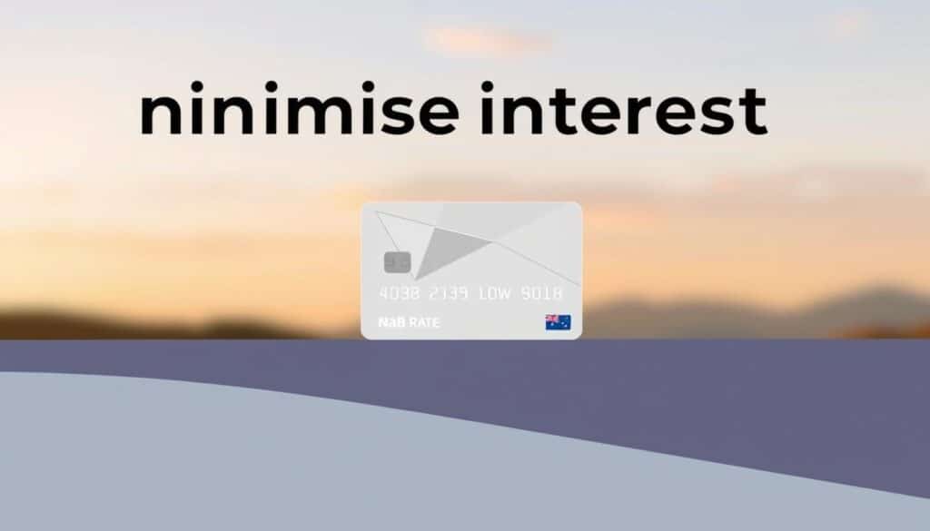 A minimalist, visually striking illustration of "minimise interest NAB Low Rate" for an article on cutting costs with smart financial choices. In the foreground, a simplified, geometric representation of the NAB Low Rate card, cleanly rendered in muted tones. The middle ground features a dynamic arrangement of angular shapes, subtly suggesting the idea of reducing interest charges. The background showcases a softly blurred, serene landscape, conveying a sense of financial tranquility. The overall composition is balanced, with a focus on clean lines, negative space, and a restrained color palette to create an impactful, modern visual that aligns with the article's theme of efficient financial management. A minimalist, visually striking illustration of "minimise interest NAB Low Rate" for an article on cutting costs with smart financial choices. In the foreground, a simplified, geometric representation of the NAB Low Rate card, cleanly rendered in muted tones. The middle ground features a dynamic arrangement of angular shapes, subtly suggesting the idea of reducing interest charges. The background showcases a softly blurred, serene landscape, conveying a sense of financial tranquility. The overall composition is balanced, with a focus on clean lines, negative space, and a restrained color palette to create an impactful, modern visual that aligns with the article's theme of efficient financial management.