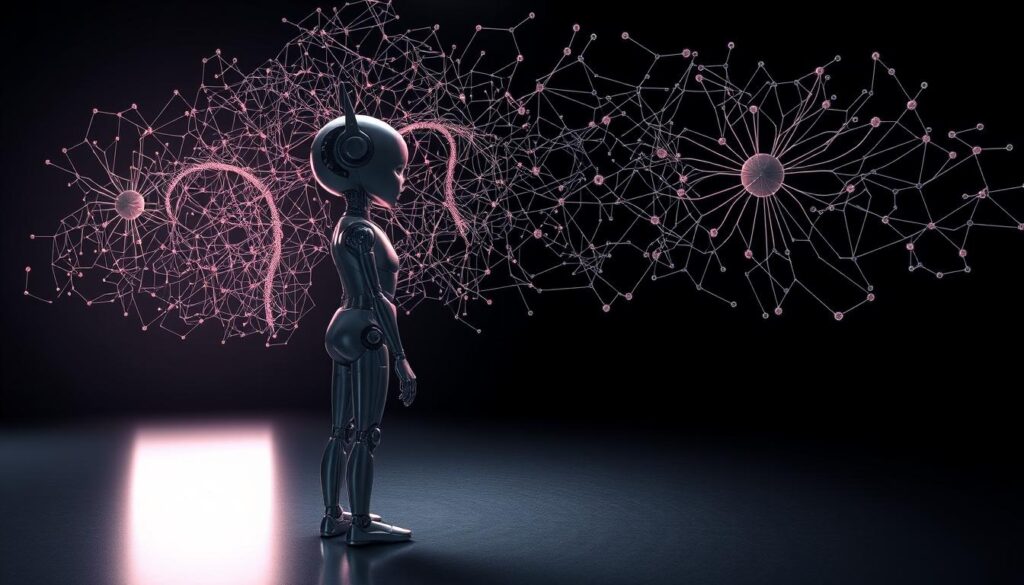 A photorealistic digital illustration of ChatGPT, a highly advanced AI language model, showcasing its exceptional reasoning capabilities. The AI assistant stands in a dimly lit room, engulfed in an aura of deep contemplation. Intricate neural networks emanate from its metallic, sleek body, visualizing the complex thought processes and logical reasoning powering its sophisticated responses. The scene is captured through a high-resolution camera lens, emphasizing the technological elegance and intellectual depth of ChatGPT's advanced reasoning abilities. The overall atmosphere evokes a sense of wonder and fascination at the cutting-edge advancements in artificial intelligence. A photorealistic digital illustration of ChatGPT, a highly advanced AI language model, showcasing its exceptional reasoning capabilities. The AI assistant stands in a dimly lit room, engulfed in an aura of deep contemplation. Intricate neural networks emanate from its metallic, sleek body, visualizing the complex thought processes and logical reasoning powering its sophisticated responses. The scene is captured through a high-resolution camera lens, emphasizing the technological elegance and intellectual depth of ChatGPT's advanced reasoning abilities. The overall atmosphere evokes a sense of wonder and fascination at the cutting-edge advancements in artificial intelligence.