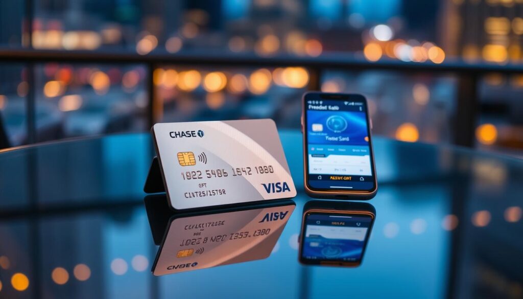 A pristine glass table reflecting the warm glow of soft, diffused lighting. Atop it, a sleek metallic card, the Chase Freedom Unlimited, sits elegantly alongside a smartphone displaying the card's redemption interface. The background features a blurred cityscape, hinting at the financial hub where this card's rewards can be redeemed. The overall mood is one of refinement, simplicity, and the seamless integration of technology into modern financial management. A pristine glass table reflecting the warm glow of soft, diffused lighting. Atop it, a sleek metallic card, the Chase Freedom Unlimited, sits elegantly alongside a smartphone displaying the card's redemption interface. The background features a blurred cityscape, hinting at the financial hub where this card's rewards can be redeemed. The overall mood is one of refinement, simplicity, and the seamless integration of technology into modern financial management.
