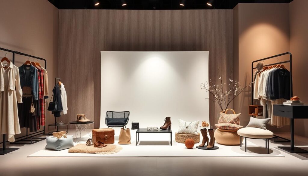A sleek and modern product display showcasing various items from the Vinted marketplace. In the foreground, a well-lit, minimalist arrangement of carefully curated fashion items, accessories, and home goods, arranged to highlight their unique features and appeal to potential buyers. The middle ground features an elegant, high-contrast backdrop, possibly a textured wall or a seamless studio setup, drawing the viewer's attention to the products. In the background, a soft, diffused lighting creates a warm, inviting atmosphere, complementing the overall tone of the scene. The composition is balanced, with a sense of visual harmony and attention to detail, conveying the strategic approach to product promotion on the Vinted platform. A sleek and modern product display showcasing various items from the Vinted marketplace. In the foreground, a well-lit, minimalist arrangement of carefully curated fashion items, accessories, and home goods, arranged to highlight their unique features and appeal to potential buyers. The middle ground features an elegant, high-contrast backdrop, possibly a textured wall or a seamless studio setup, drawing the viewer's attention to the products. In the background, a soft, diffused lighting creates a warm, inviting atmosphere, complementing the overall tone of the scene. The composition is balanced, with a sense of visual harmony and attention to detail, conveying the strategic approach to product promotion on the Vinted platform.