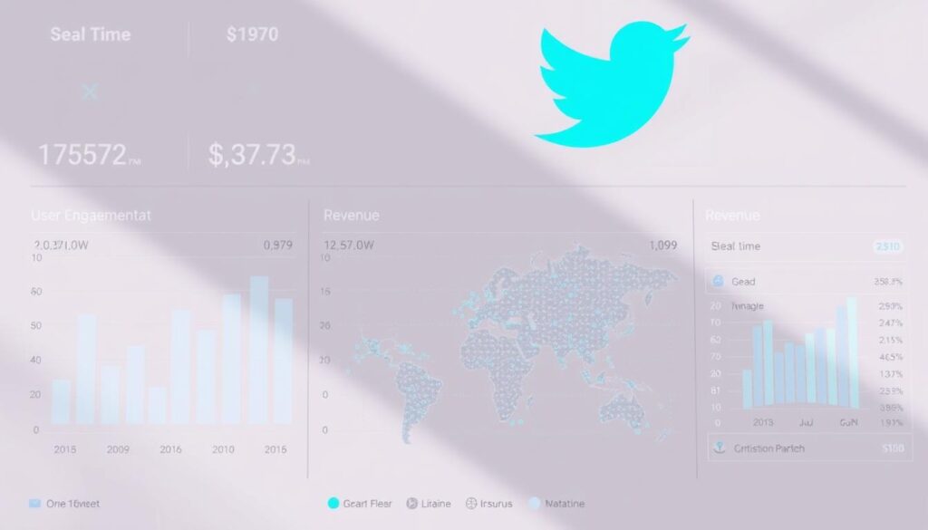 A sleek, contemporary data dashboard displays key performance metrics for the Twitter (X) platform. The foreground features clean, minimalistic visualizations of user growth, engagement, and revenue trends, rendered in a cool, pastel color palette with crisp, high-resolution clarity. The middle ground showcases a geospatial heatmap tracing real-time activity across the globe, while the background subtly depicts the social network's iconic blue bird logo, bathed in soft, directional lighting that casts gentle shadows. The overall composition conveys a sense of data-driven insights, technological sophistication, and platform success. A sleek, contemporary data dashboard displays key performance metrics for the Twitter (X) platform. The foreground features clean, minimalistic visualizations of user growth, engagement, and revenue trends, rendered in a cool, pastel color palette with crisp, high-resolution clarity. The middle ground showcases a geospatial heatmap tracing real-time activity across the globe, while the background subtly depicts the social network's iconic blue bird logo, bathed in soft, directional lighting that casts gentle shadows. The overall composition conveys a sense of data-driven insights, technological sophistication, and platform success.