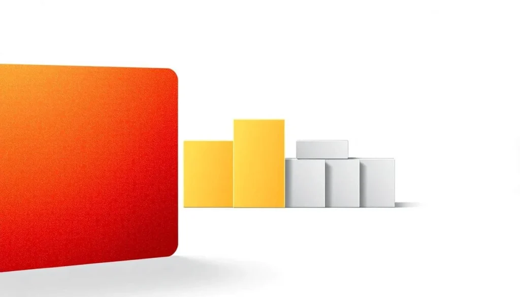 A sleek, minimalistic illustration showcasing the rewards structure of the Capital One Savor card. In the foreground, a vibrant, textured gradient in hues of red and orange represents the elevated dining and entertainment categories. In the middle ground, a series of stacked, metallic bars in shades of gold and silver depict the tiered earning rates for each spending type. The background features a clean, white space with subtle geometric patterns, creating a sense of sophistication and modern elegance. The overall composition is captured through a slightly low-angled perspective, emphasizing the progressive, rewards-driven nature of the card's offering.