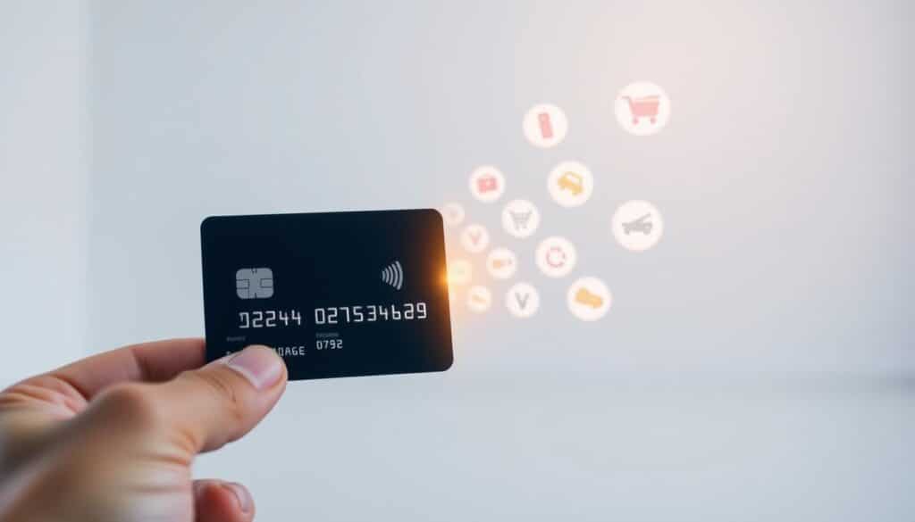 A vibrant visual illustration of how cashback works, set in a modern, minimalist environment. In the foreground, a person's hand holds a sleek credit card, the focal point of the image. The card emits a soft, warm glow, symbolizing the financial rewards it provides. In the middle ground, a series of circular icons representing various purchase categories, such as dining, shopping, and travel, cascade around the card, suggesting the diverse ways in which cashback can be earned. The background is a clean, neutral space, allowing the central elements to stand out and command attention. The lighting is soft and diffused, creating a sense of depth and emphasis on the key components. The overall mood is one of simplicity, clarity, and the empowering financial benefits of cashback. A vibrant visual illustration of how cashback works, set in a modern, minimalist environment. In the foreground, a person's hand holds a sleek credit card, the focal point of the image. The card emits a soft, warm glow, symbolizing the financial rewards it provides. In the middle ground, a series of circular icons representing various purchase categories, such as dining, shopping, and travel, cascade around the card, suggesting the diverse ways in which cashback can be earned. The background is a clean, neutral space, allowing the central elements to stand out and command attention. The lighting is soft and diffused, creating a sense of depth and emphasis on the key components. The overall mood is one of simplicity, clarity, and the empowering financial benefits of cashback.