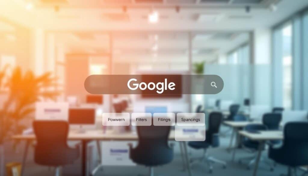 High-resolution image of an advanced Google search interface, with a clean, modern design. The search bar dominates the center of the frame, surrounded by a minimalist layout with various search filters and options floating in the foreground. The background features a blurred, professional-looking office environment, conveying a sense of productivity and efficiency. Bright, natural lighting casts a warm glow across the scene, creating a sleek and polished aesthetic. The overall composition emphasizes the power and versatility of Google's advanced search capabilities, inspiring users to explore its full potential. High-resolution image of an advanced Google search interface, with a clean, modern design. The search bar dominates the center of the frame, surrounded by a minimalist layout with various search filters and options floating in the foreground. The background features a blurred, professional-looking office environment, conveying a sense of productivity and efficiency. Bright, natural lighting casts a warm glow across the scene, creating a sleek and polished aesthetic. The overall composition emphasizes the power and versatility of Google's advanced search capabilities, inspiring users to explore its full potential.