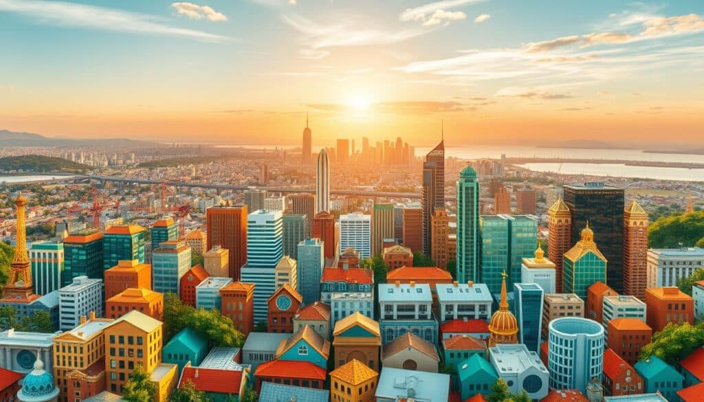 A diverse portfolio of financial assets arranged in a seamless, visually striking composition. In the foreground, a collection of investment icons - stocks, bonds, real estate, and more - arranged in a balanced, harmonious pattern. The middle ground features a dynamic cityscape, suggesting the vibrant economic landscape. The background showcases a serene, natural setting, symbolizing the long-term growth and stability of a diversified investment strategy. Warm, golden lighting illuminates the scene, creating a sense of financial security and prosperity. Captured with a wide-angle lens to convey a sense of scale and depth, the overall image exudes a feeling of financial resilience and well-being. A diverse portfolio of financial assets arranged in a seamless, visually striking composition. In the foreground, a collection of investment icons - stocks, bonds, real estate, and more - arranged in a balanced, harmonious pattern. The middle ground features a dynamic cityscape, suggesting the vibrant economic landscape. The background showcases a serene, natural setting, symbolizing the long-term growth and stability of a diversified investment strategy. Warm, golden lighting illuminates the scene, creating a sense of financial security and prosperity. Captured with a wide-angle lens to convey a sense of scale and depth, the overall image exudes a feeling of financial resilience and well-being.