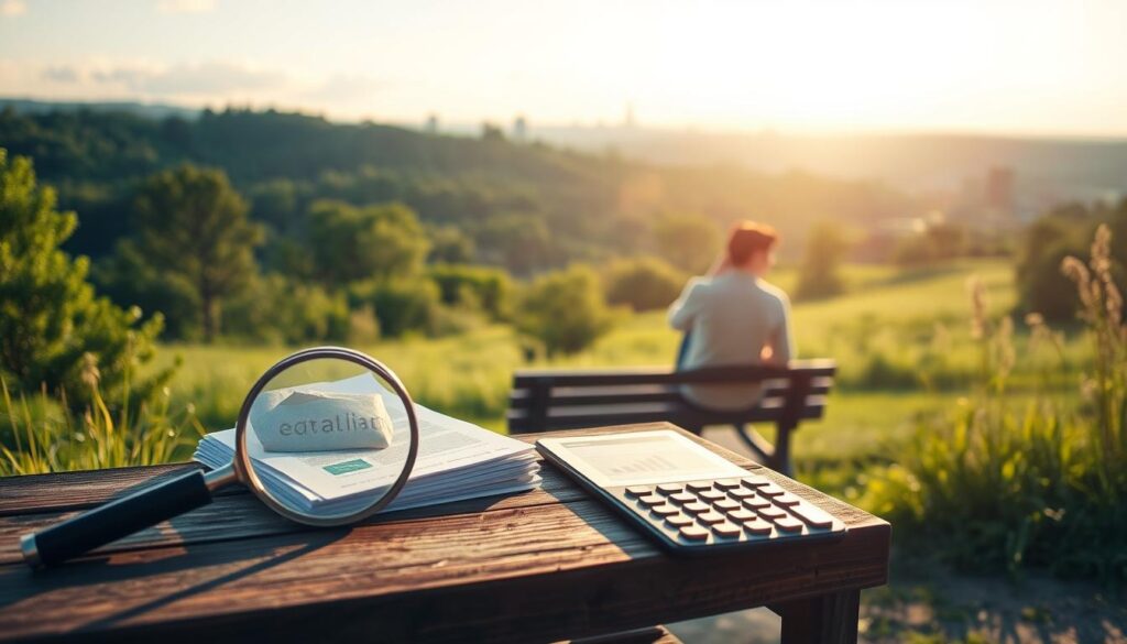 A serene landscape with a person sitting on a bench, deep in thought, surrounded by lush greenery and a clear sky. The lighting is soft and warm, with gentle shadows playing across the scene. In the foreground, a magnifying glass rests on the bench, symbolizing the close examination of one's credit score. The middle ground features a stack of documents and a calculator, representing the financial diligence required to maintain a healthy credit profile. In the background, a distant city skyline is visible, hinting at the broader financial implications of credit management. The overall atmosphere conveys a sense of focus, control, and a balanced approach to managing one's financial wellbeing. A serene landscape with a person sitting on a bench, deep in thought, surrounded by lush greenery and a clear sky. The lighting is soft and warm, with gentle shadows playing across the scene. In the foreground, a magnifying glass rests on the bench, symbolizing the close examination of one's credit score. The middle ground features a stack of documents and a calculator, representing the financial diligence required to maintain a healthy credit profile. In the background, a distant city skyline is visible, hinting at the broader financial implications of credit management. The overall atmosphere conveys a sense of focus, control, and a balanced approach to managing one's financial wellbeing.
