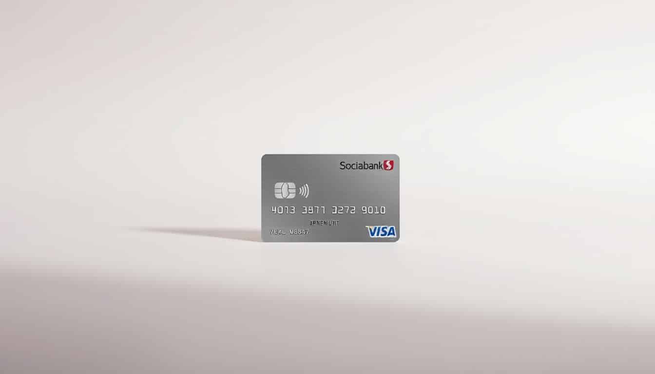 A sleek and minimalist composition featuring a close-up view of the Scotiabank Passport Visa Infinite card. The card is positioned in the center of the frame, showcasing its sophisticated design with a metallic finish and the iconic Scotiabank and Visa logos. The background is a simple, soft gradient, creating a clean and elegant atmosphere that emphasizes the premium nature of the card. The lighting is gentle and diffused, highlighting the card's reflective surface and adding depth to the image. The overall composition is well-balanced, with the card taking up a significant portion of the frame, conveying its importance and prominence.