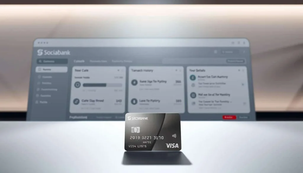 A well-lit, digital banking interface showcasing the Scotiabank Momentum Visa Infinite account dashboard. In the foreground, an elegant card design with metallic accents takes center stage, surrounded by a clean, minimalist layout of account details, transaction history, and user controls. The middle ground features intuitive navigation menus, enabling seamless account management. The background subtly depicts a modern banking environment, with subtle geometric patterns and muted tones creating a professional, trustworthy atmosphere. Lighting is soft and diffused, creating depth and highlighting the key interface elements. The overall composition conveys a sense of sophistication, control, and ease of use for managing one's Momentum Visa Infinite account. A well-lit, digital banking interface showcasing the Scotiabank Momentum Visa Infinite account dashboard. In the foreground, an elegant card design with metallic accents takes center stage, surrounded by a clean, minimalist layout of account details, transaction history, and user controls. The middle ground features intuitive navigation menus, enabling seamless account management. The background subtly depicts a modern banking environment, with subtle geometric patterns and muted tones creating a professional, trustworthy atmosphere. Lighting is soft and diffused, creating depth and highlighting the key interface elements. The overall composition conveys a sense of sophistication, control, and ease of use for managing one's Momentum Visa Infinite account.